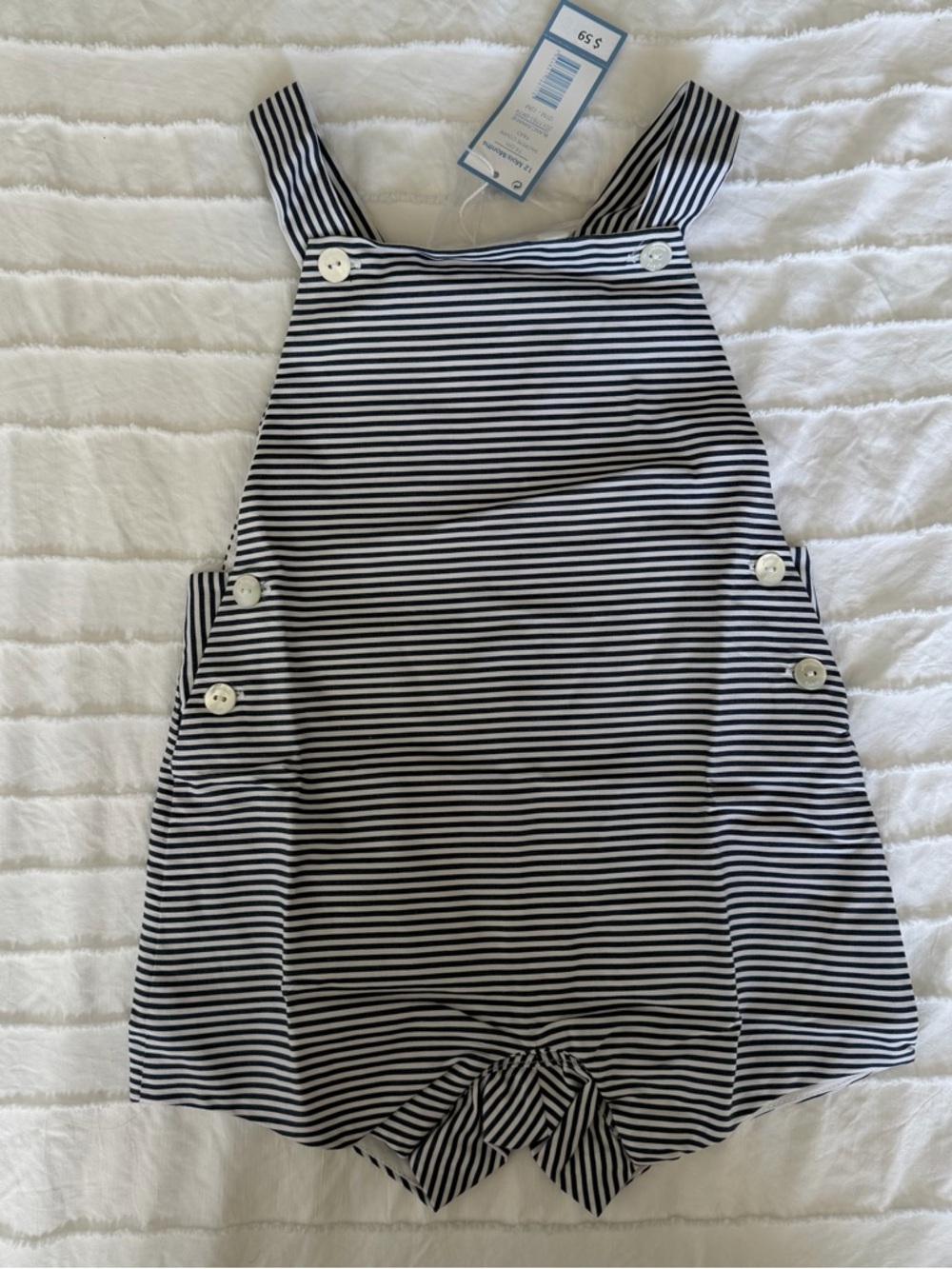 Jacadi Navy and White Striped Baby Romper